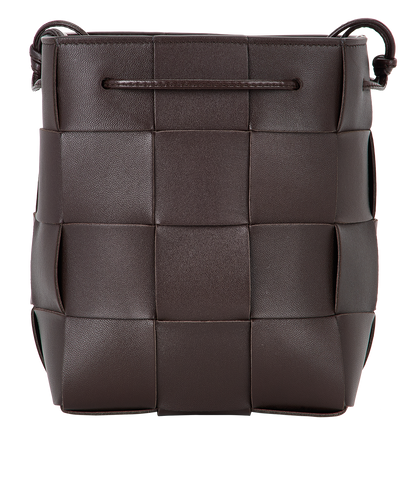 Small Intrecciato Bucket Bag, &pound;375, Handbags, Brown, Leather, Front view